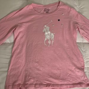 Pink long sleeve ralph lauren polo shirt
